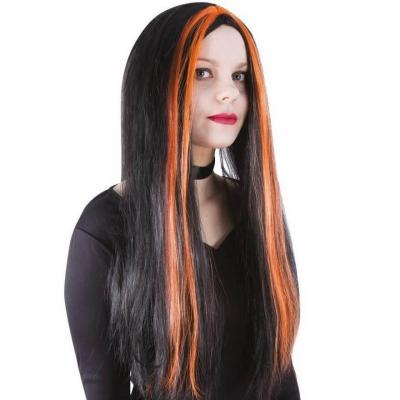 Perruque longue d'Halloween de sorcière noire et orange (x1) REF/11502