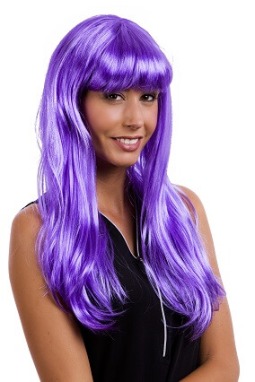 Perruque longue violet
