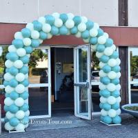 Pes 314 decoration arche arrondie ballon latex beige creme vert eucalyptus entree de porte