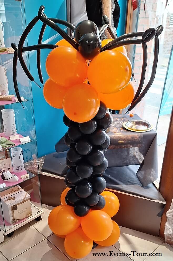 Pes 338 colonne de ballon halloween noir et orange avec araignee