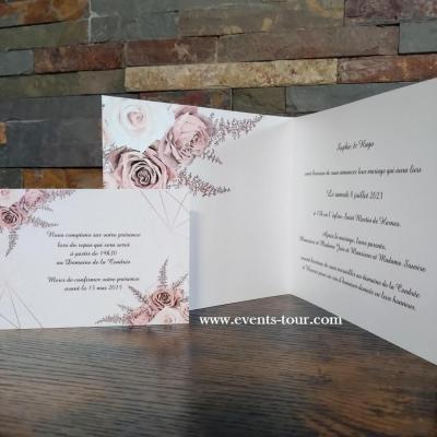 Pes 370 faire part de mariage nature champetre avec roses et fleurs