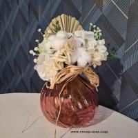 Pes 385 decoration centre de table fleurs champetre avec vase rose