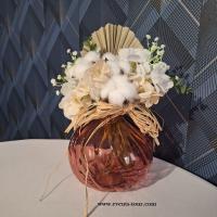 Pes 385 decoration centre de table floral champetre avec vase rose
