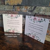Pes 399 coupon repas faire part de mariage champetre rose eucalyptus