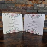 Pes 400 carte menu de table mariage champetre rose et eucalyptus