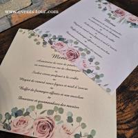 Pes 400 carte menu de table mariage champetre rose eucalyptus
