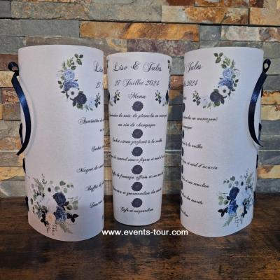 Pes 402 menu photophore mariage decoration rose bleue