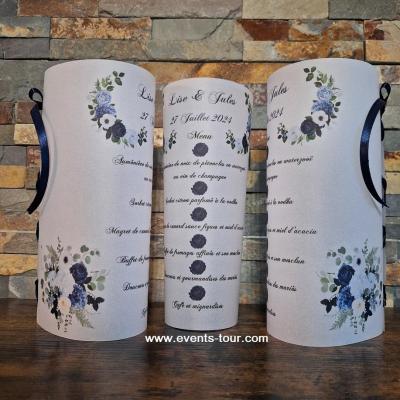 Pes 402 menu photophore mariage decoration rose bleue