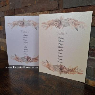 Pes 412 carte plan de table irise nature champetre feuille de palmier