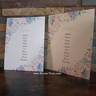 Pes 419 carte irise plan de table champetre rose