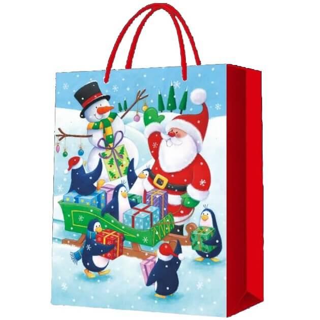 Petit sac cadeau de noel bleu