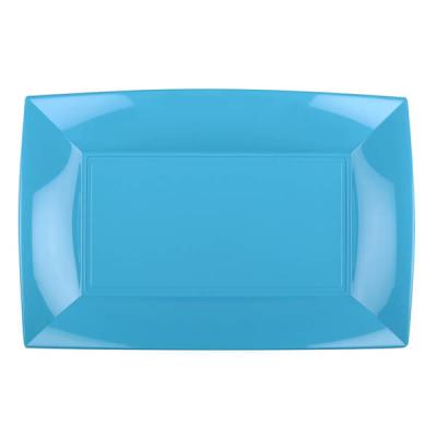 Petite assiette rectangulaire plastique incassable bleu turquoise