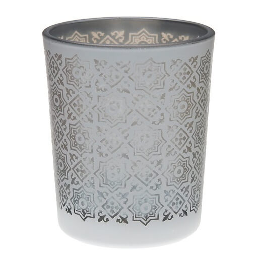 Photophore carreau de ciment argent