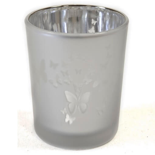 Photophore en verre papillon argent