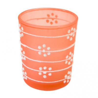 Photophore fleurs irisees corail