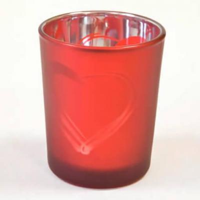 Photophore mariage coeur rouge en verre