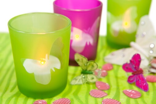 Photophore vert menthe papillon