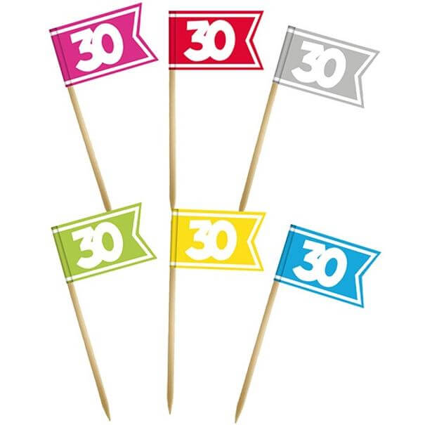 Pique drapeau multicolore anniversaire 30 ans