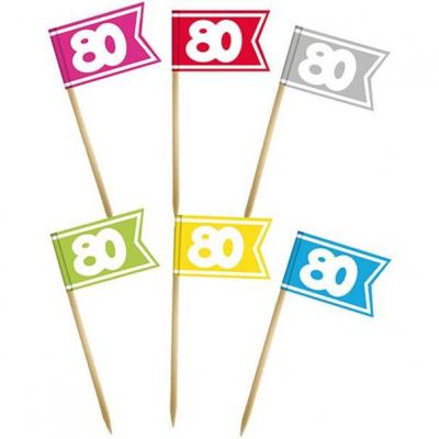 Pique drapeau multicolore anniversaire 80 ans