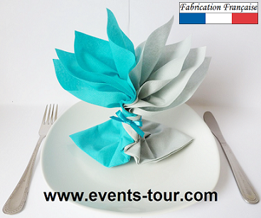 Pliage de serviette champetre vert olive sauge ivoire