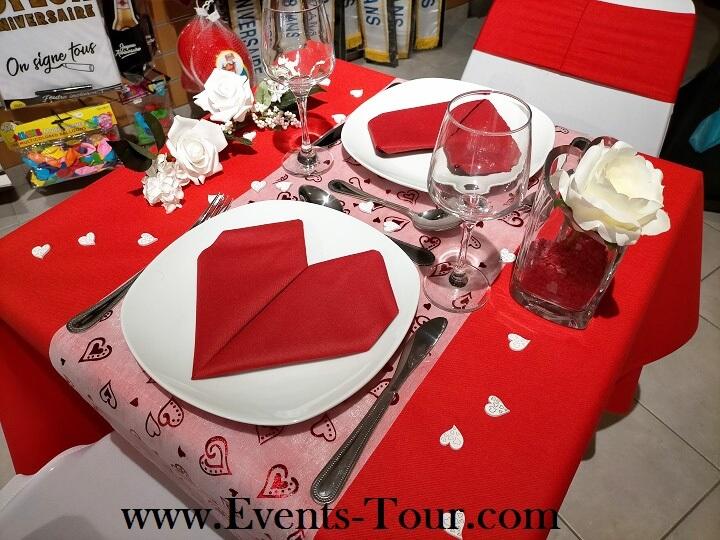 Pliage de serviette mariage coeur rouge 1