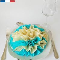 Pliage de serviette pivoine bleu ivoire