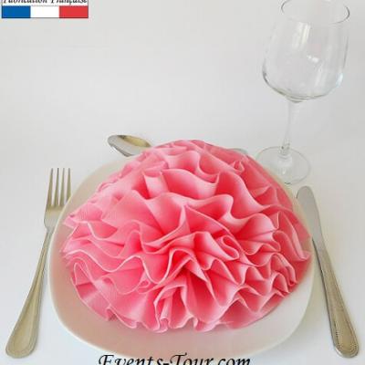 Pliage de serviette pivoine rose