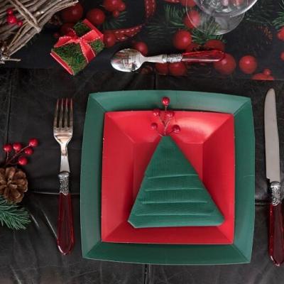 Serviette de table tissu airlaid vert sapin 40cm