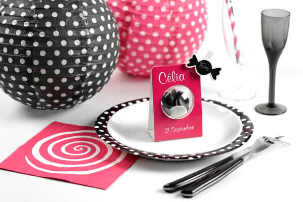 Portant boule fuchsia pour dragee