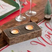 Porte bougie ecorce en bois de noel pour decoration de table