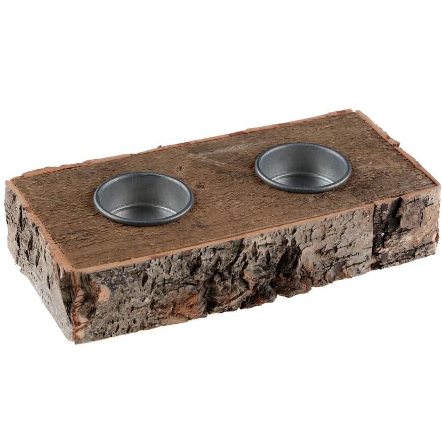 Porte bougie ecorce en bois de noel