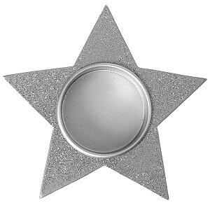 Porte-bougie étoile de noël pailletée argent (x1) REF/4686