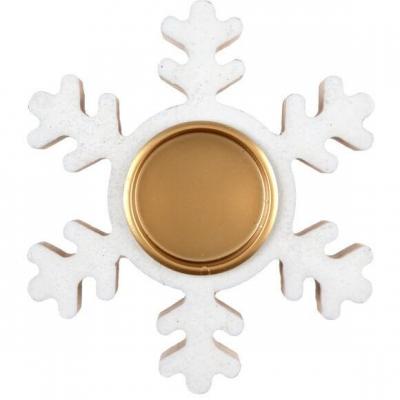 Porte bougie flocon de Noël blanc et or en bois et métal (x1) REF/7103