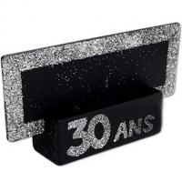 Porte nom ardoise argent paillete et noir anniversaire 30 ans