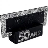 Porte nom ardoise argent paillete et noir anniversaire 50 ans