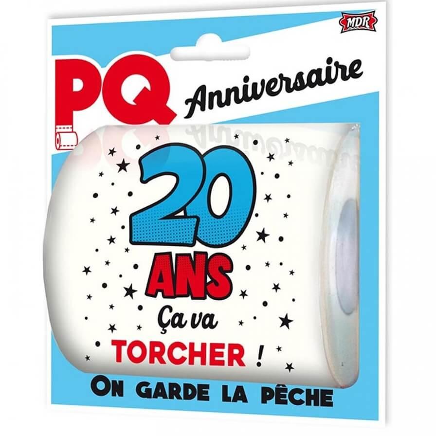 Pq02 cadeau humoristique anniversaire rouleau papier toilette 20ans