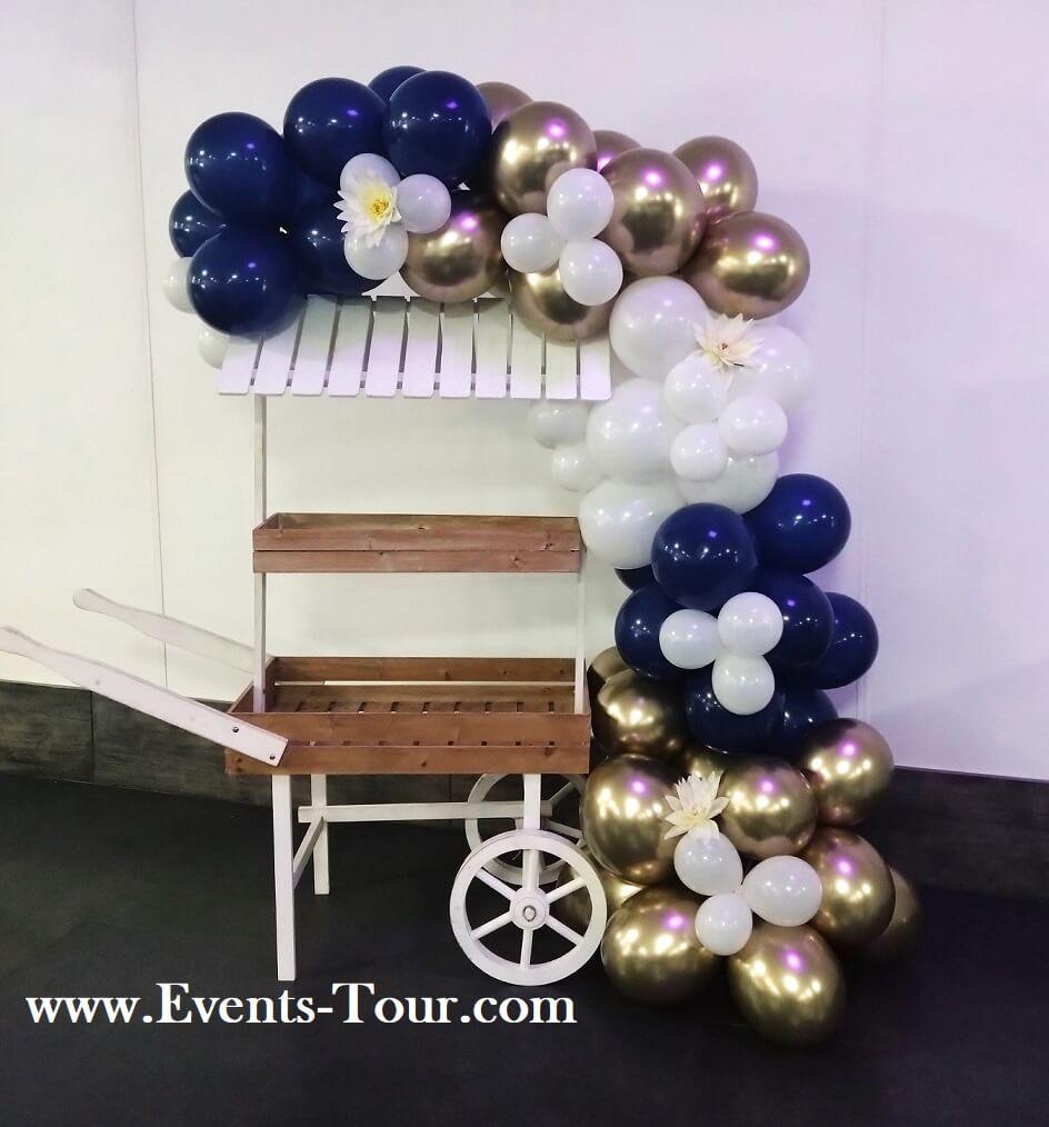 Guirlande organique en ballons et chariot Candy Bar REF/PES-369