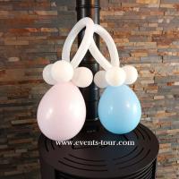 Prestation decoration bapteme baby shower tetine rose bleu blanc ballon latex