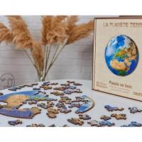 Puzzle 3d art creatif planete terre bois