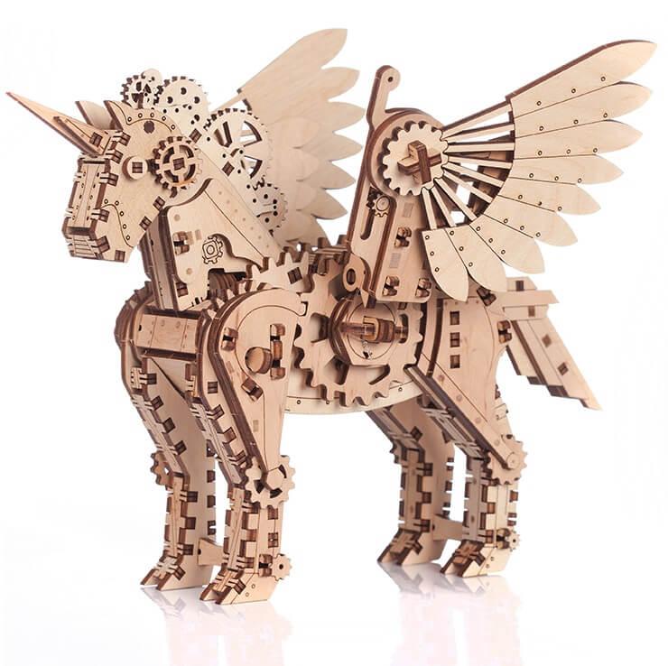 Puzzle 3d en bois licorne en petit modele et mobile
