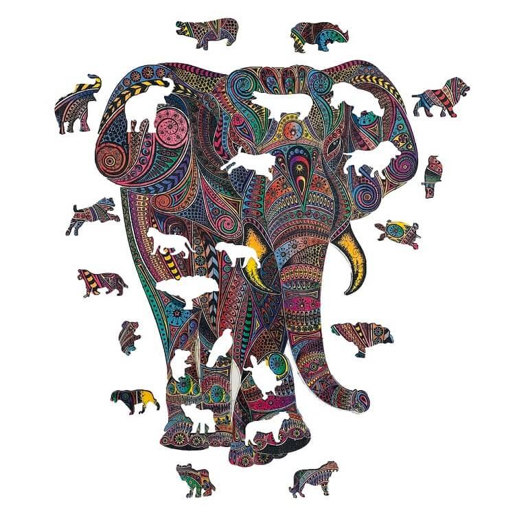 Puzzle animal elephant bois art creatif