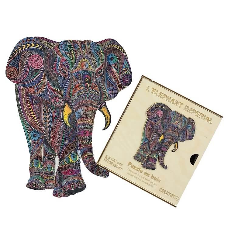Puzzle animal elephant bois et art creatif