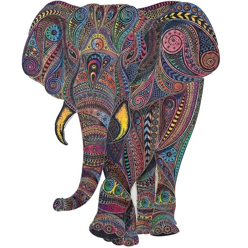 Puzzle animal elephant en bois et art creatif