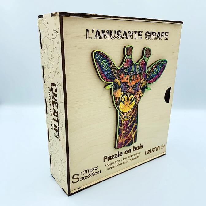 Puzzle art creatif en bois amusante girafe zoo