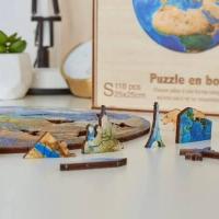 Puzzle art creatif planete terre bois 3d