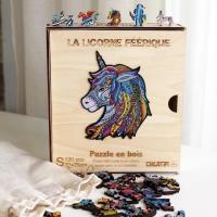 Puzzle bois licorne feerique art creatif