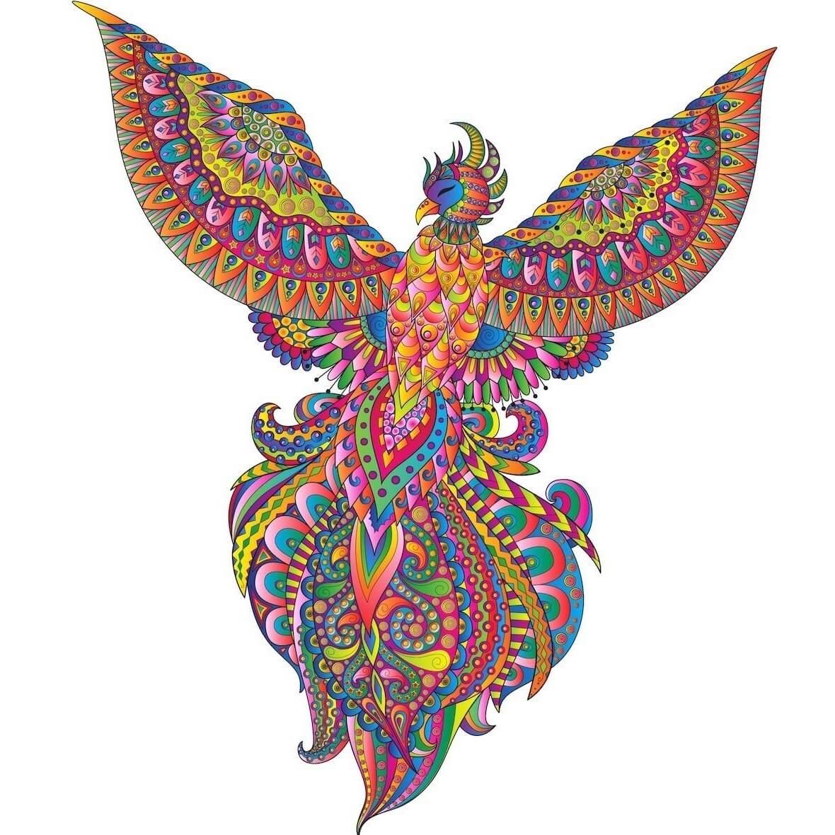 Puzzle en bois phenix flamboyant en art creatif