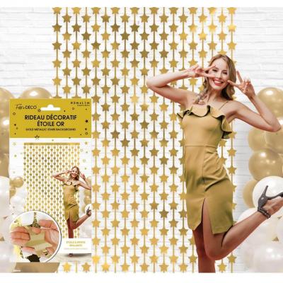 Rfded rideau dore or decoratif porte mur etoile
