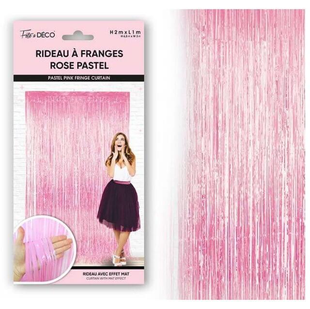 Rfm24 decoration de salle rideau rose a franges