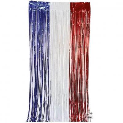 Rideau de porte France avec franges tricolores: bleu, blanc et rouge 1 x 2m (x1) REF/22395